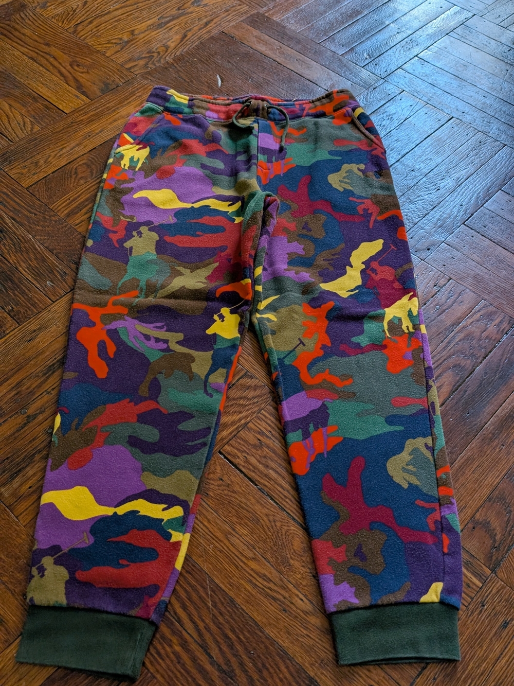 Ralph Lauren Multicolor Camo Fleece Joggers - Green, Purple, Red, Yellow